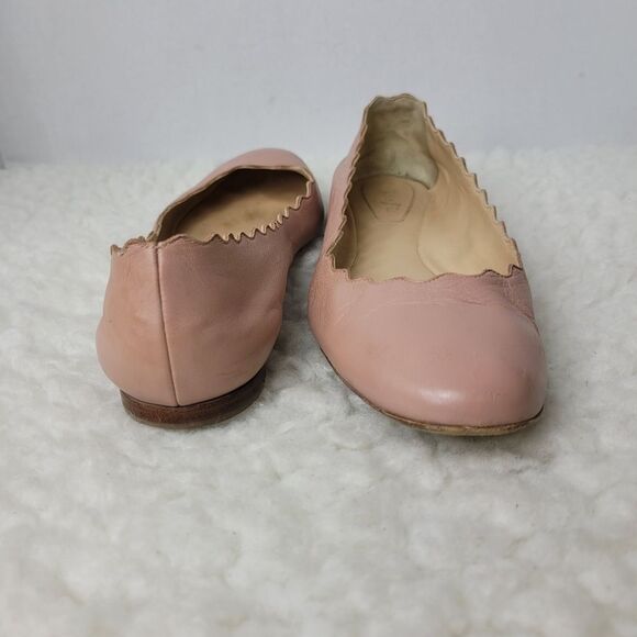 Chloe Lauren Nappa Leather Scalloped Trim Slip-on Ballet Flats - Picture 4 of 10